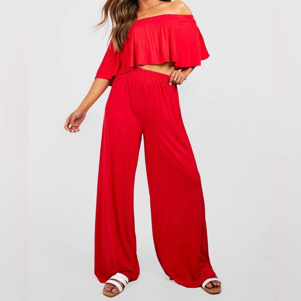 Off Shoulder Top and Wide leg pant set